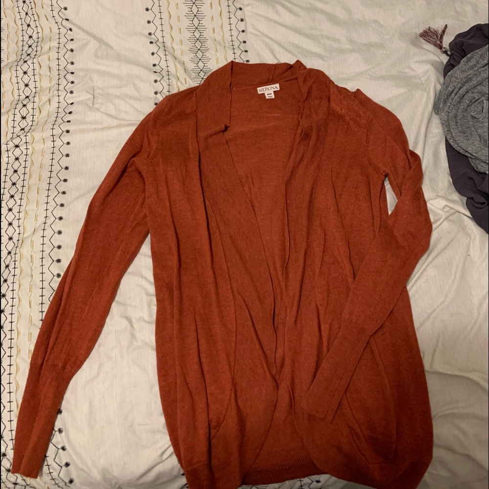Burnt orange cardigan sweater